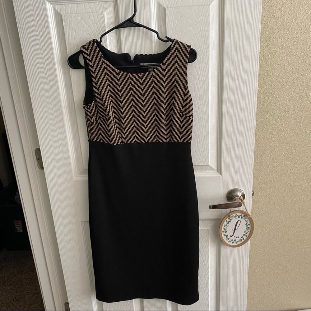 Danny and Nicole Midi Dress Women's Size 4 Black & Tan / Light Brown Sleeveless